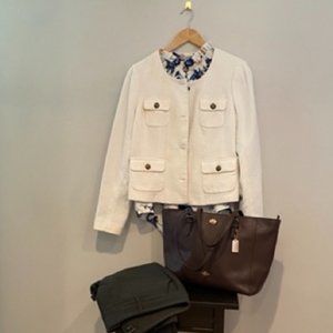 Banana Republic White Heavy Weight Cotton Blazer - Size 14